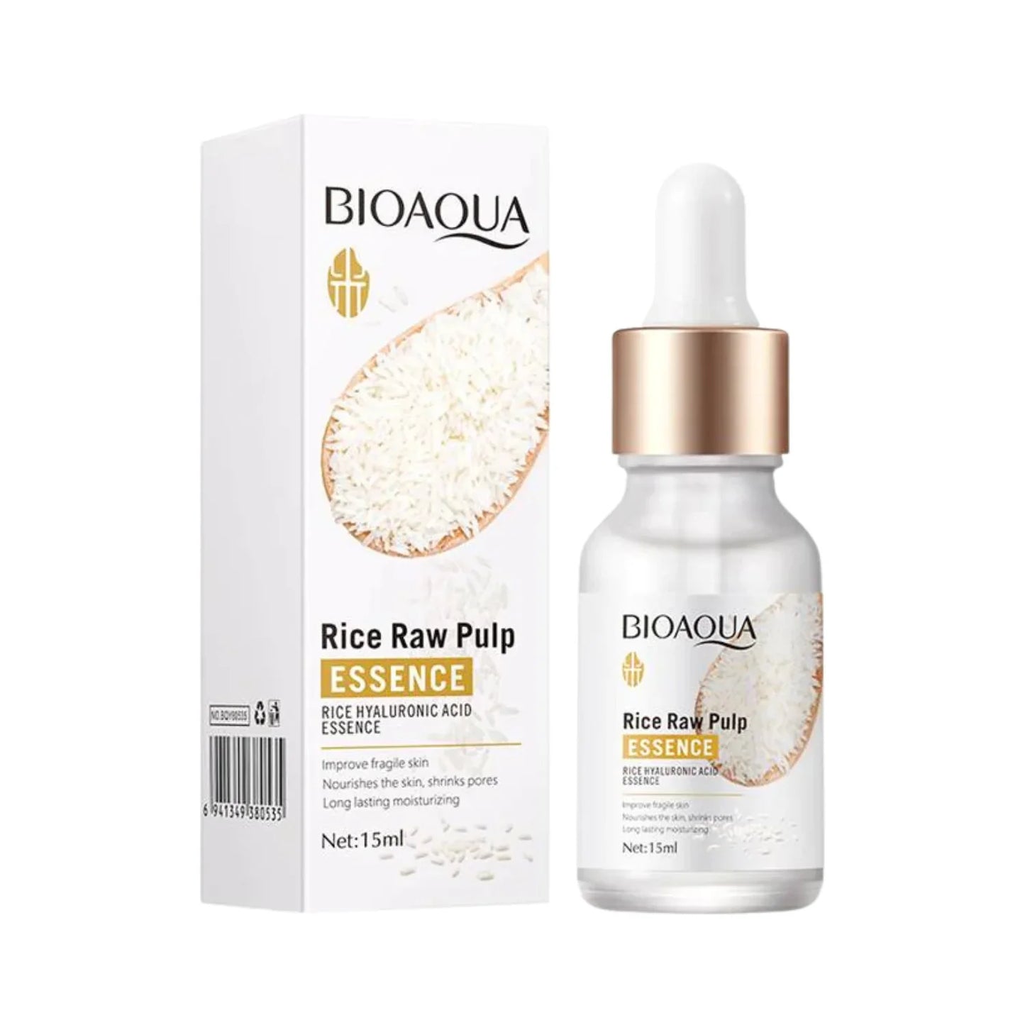 Bioaqua Rice Raw Pulp Essence Hyaluronic Acid Serum 15ml