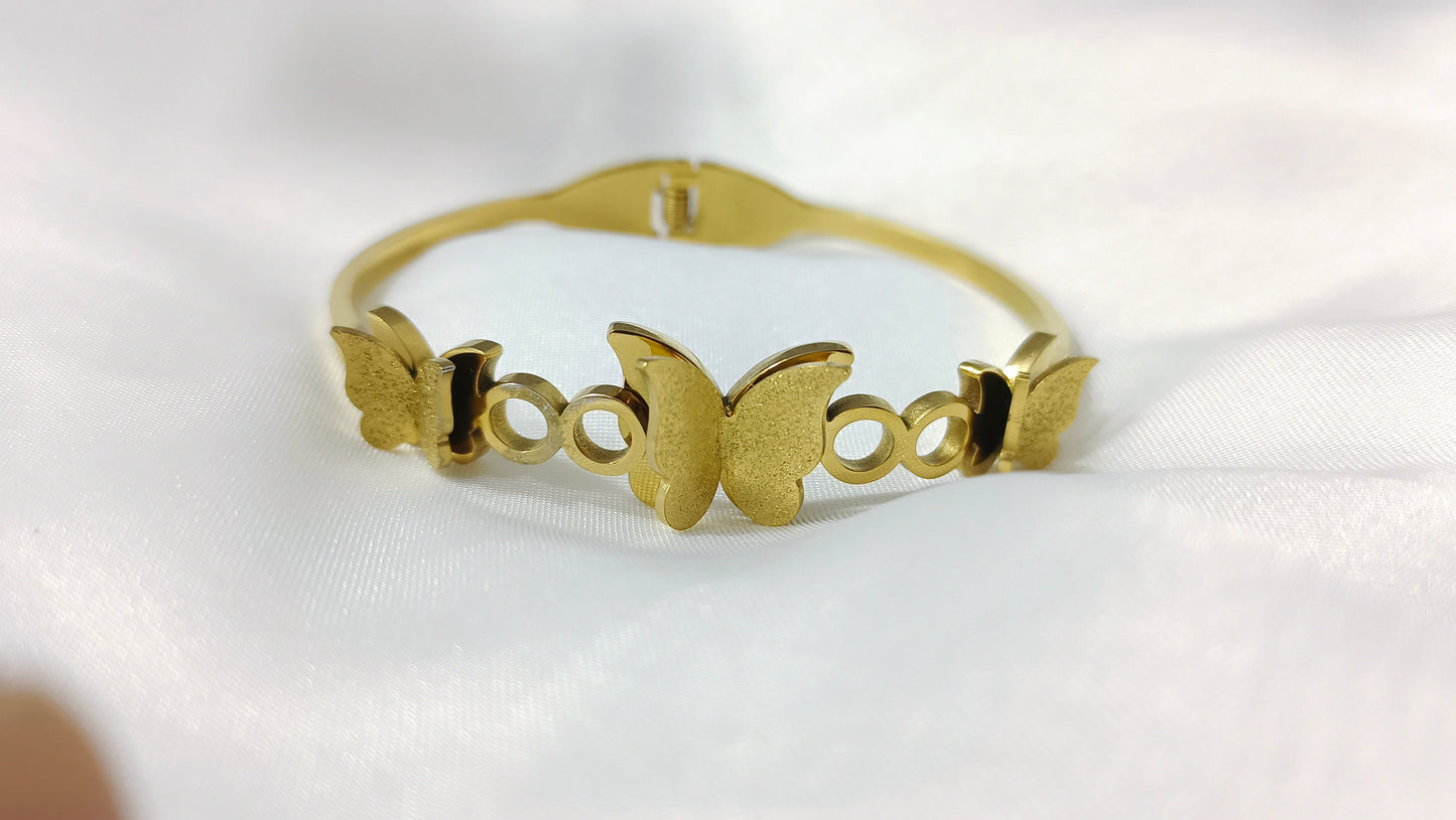 BUTTERFLY GOLD PLATED CLOVER / BRACELET (STAINLESS STEEL)