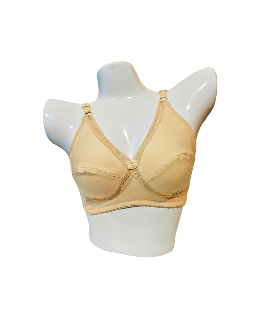 Womens Plain Cotton Bra-Beige