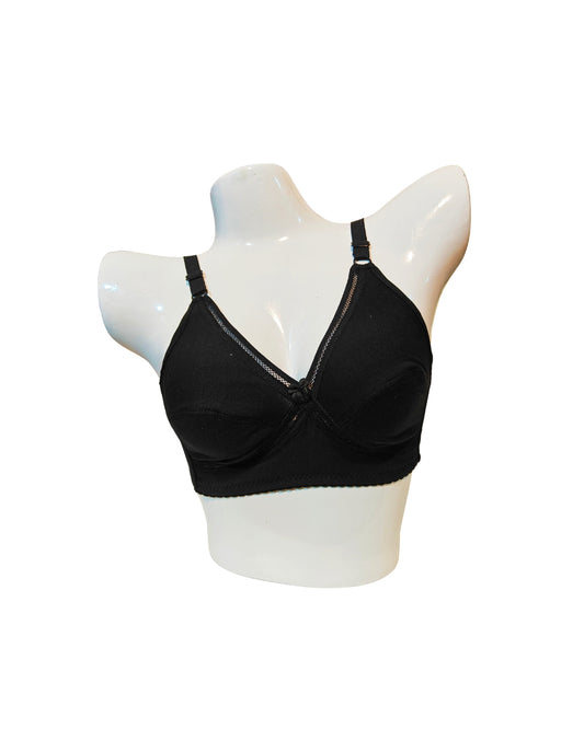 Womens Plain Cotton Bra-Black