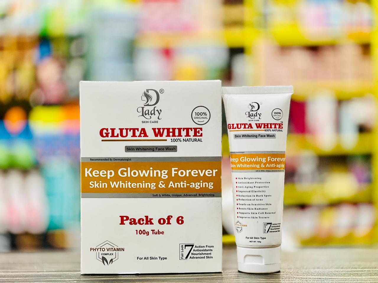 GLUTA WHITE SKIN WHITENING FACE WASH 100% NATURAL